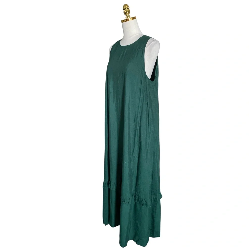 Alfani Women Green Ruffled Tiered Sleeveless Linen-Blend Maxi Dress Size Large - Picture 4 of 8